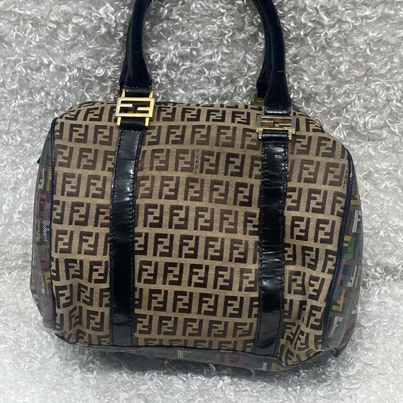 FENDI Multicolor Zucchino Coated Canvas Spalmati Forever Boston Bag - Picture 6 of 16